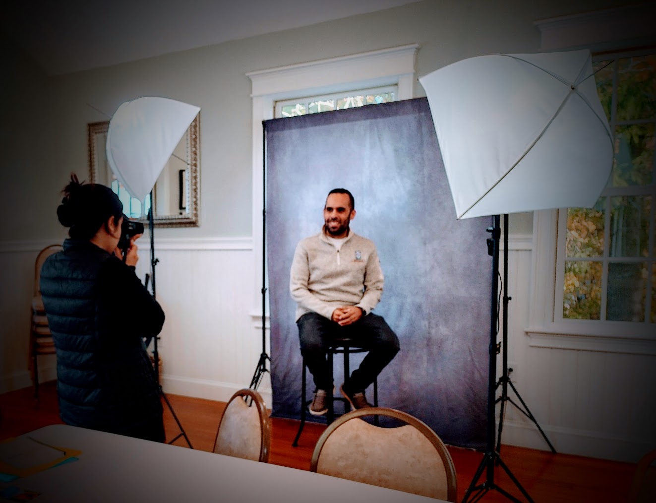 OptiCapture Team - Behind the scenes professional portrait photography session with studio lighting